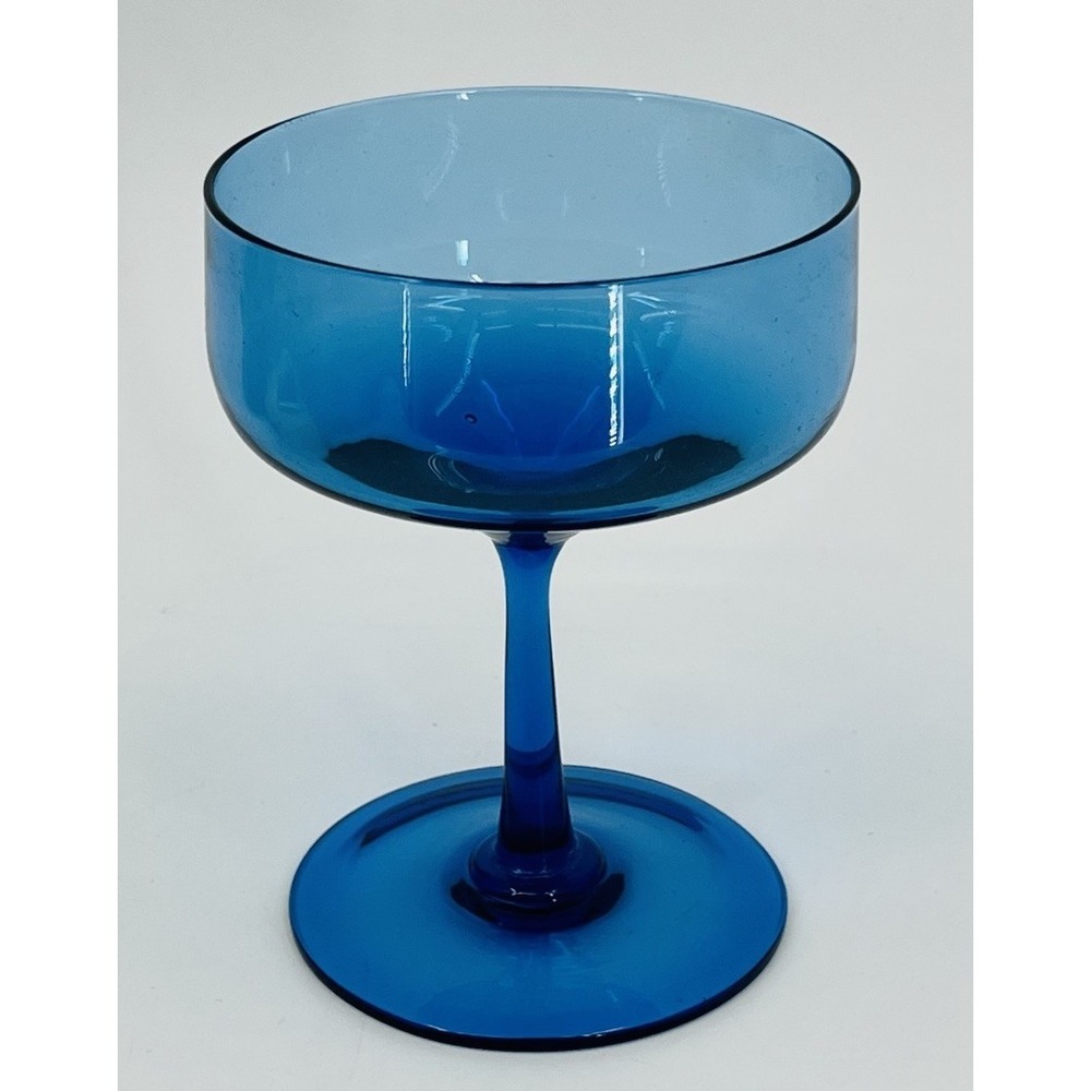 Vintage Cobalt Blue Champagne Glass Cup Stemmed Sherbet Dish MCM